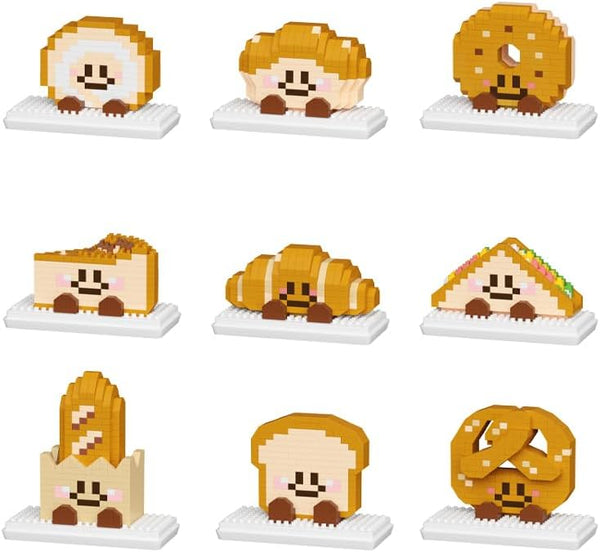 Jollcnoia 9 Set Happy Bread Series Food Cute Series Set Toy Mini Bricks