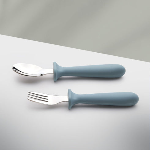 Baby Feeding Set, 2 Pack Silicone Suction Plates, 2 Pack Spoons and Forks, BPA Free, Baby Led Weaning Supplies