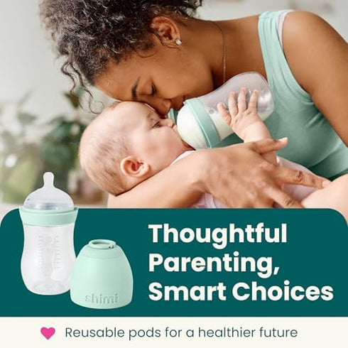 9oz, 2-Hole Pack 2 Shimi Baby Formula Bottles Refillable Formula Pods, Easy-to-Use Ultra-Durable Tritan Baby Bottles