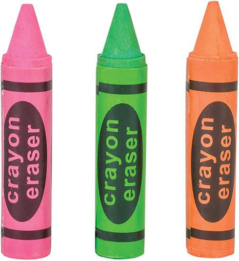 Lot of 36 Assorted Color Crayon Shaped Erasers