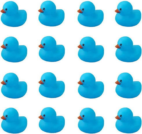 Bath Duck Toys 16 PCS Mini Blue Rubber Ducks, Squeak and Float Duckies for Baby Shower Party Decoration