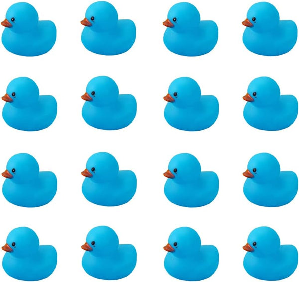 Bath Duck Toys 16 PCS Mini Blue Rubber Ducks, Squeak and Float Duckies for Baby Shower Party Decoration