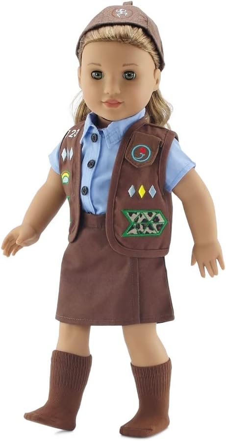 Emily Rose 18-inch Doll Clothes Modern 4-Piece Girl Scout Brownie-Inspired Uniform, Gift Boxed!