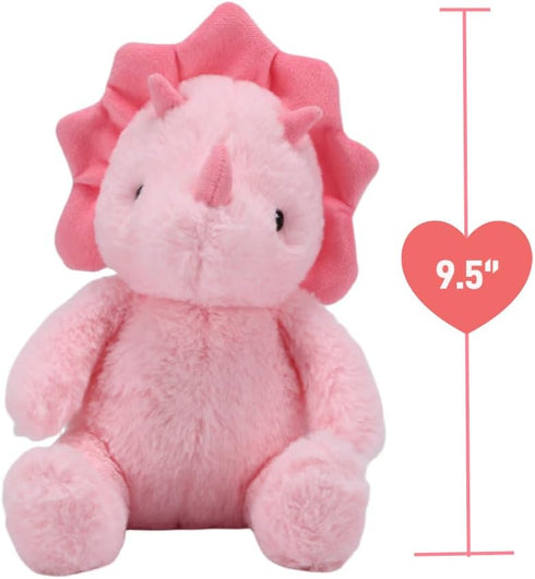 3-5, 9" VANLINNY Dinosaur Stuffed Animals, Pink Dinosaurs Toy for Kids Cute Triceratops Stuffed Baby Plush, Soft