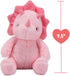 3-5, 9" VANLINNY Dinosaur Stuffed Animals, Pink Dinosaurs Toy for Kids Cute Triceratops Stuffed Baby Plush, Soft