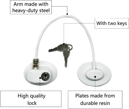 1 Pack Refrigerator Lock with 2 Keys, Dorm Freezer Door Lock and Child Safety Cabinet Lock with Strong Adhesive