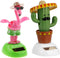 2pcs Solar Powered Car Toy Animal Dancing Dolls - Solar Powered Dancing Cactus Crane Home Ornament