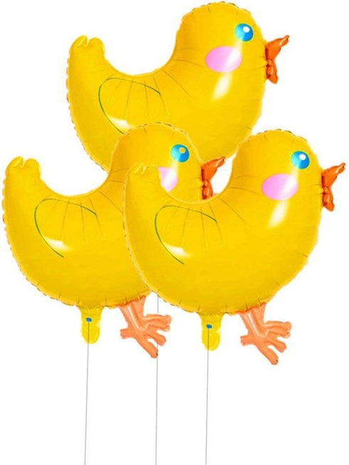 BinaryABC Chicken Mylar Foil Balloon, Easter Birthday Party Decorations, 5 Pcs