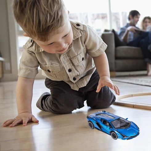 Lambo Toy Car Sian FKP3 Die-Cast Model with Lights and Sound Pull Back Toy for Boys Age 3-6