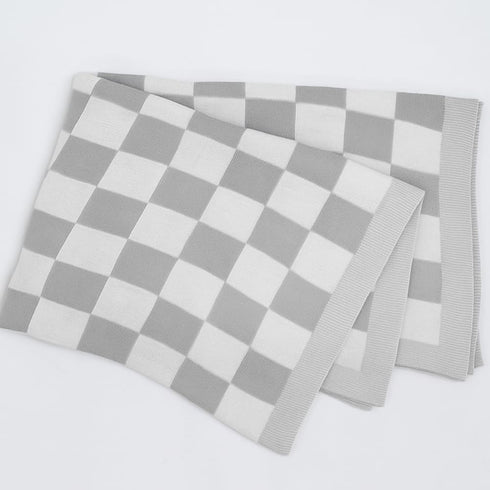 Cotton Knitted Checkered Baby Blanket for Boys and Girl Soft Cozy Lightweight