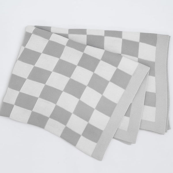 Cotton Knitted Checkered Baby Blanket for Boys and Girl Soft Cozy Lightweight