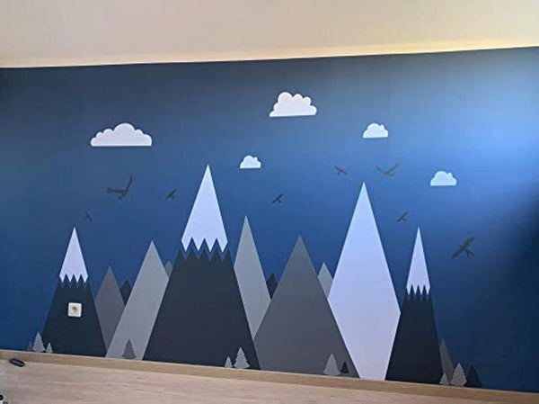 DXLING Gray Cream Mountains Wall Sticker Home Decor for Kids Room Nursery -