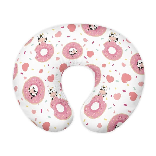 Breastfeeding Pillow Cover Boys Girls, Cute Donut Cow Love Baby Nursing Pillow