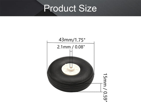 Fielect 1.75 inch RC Model Airplane Super Light Sponge Tire Tail Wheel Tire and Wheel Sets for RC Car Airplane PU Sponge Tire with Plastic Hub 2 Pcs