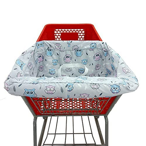 Pozico Baby Shopping Cart Cover or High Chair Cover, Machine Washable, Free Portable Cloth Bag - Owl