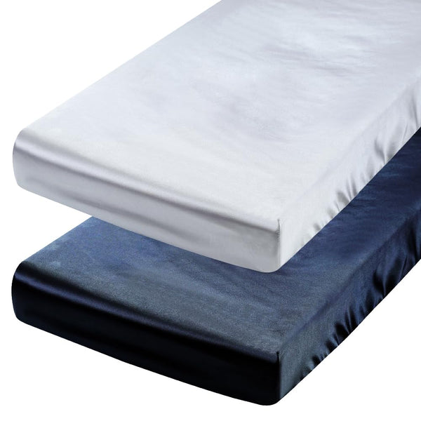 Tcmyyund Satin Pack n Play Sheet Set 2 Pack Ultra Soft Silk Fitted