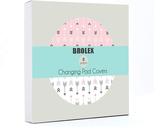 BROLEX 2 Pack Stretchy Changing Pad Covers Jersey Knit Changing Table Covers for Girls Boys,Pink & White Arrow
