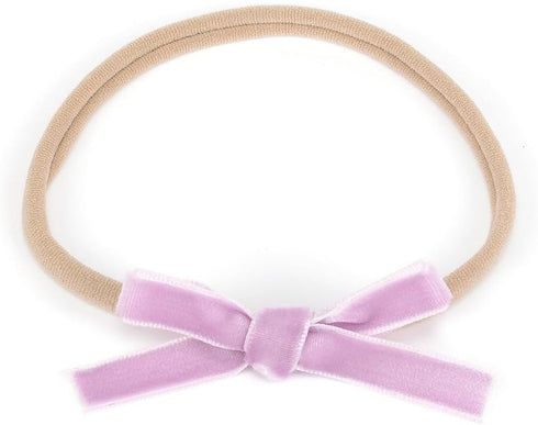 Velvet Ribbon Bow Nylon Headband, Handmade Mini Hair Band for Infants, Pack of 9pcs