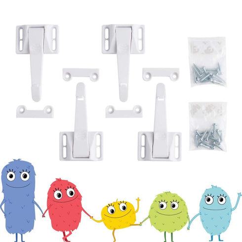 Toddleroo by North States Cabinet Latches, ABS, White, Inside Installation, Child Safety, Pack of 10