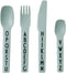 Design Letters Eat & Learn Toddler Fork, Knife & Spoon Set - 4 Design in Denmark, BPA/BPS Free, Green
