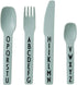 Design Letters Eat & Learn Toddler Fork, Knife & Spoon Set - 4 Design in Denmark, BPA/BPS Free, Green