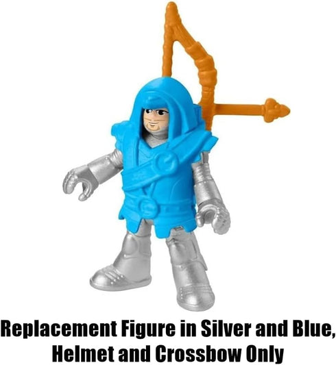 Imaginext Replacement Parts for Fisher-Price Honorable Archer and Steed Playset - HCG68 ~ Figure in Silver and Blue, Helmet and Crossbow