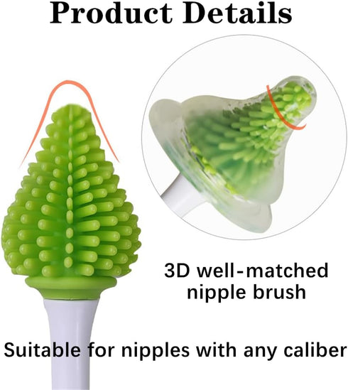3 PCS Baby Bottle Cleaning Brush, Durable Silicone Bottle Brush for Washing Baby Bottles, Vases, and Glassware