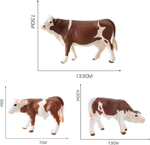 Realistic Farm Cow Model Figure Toy Set, Cow Figurines Collection Playset with Farm Keepers for Educational Learning