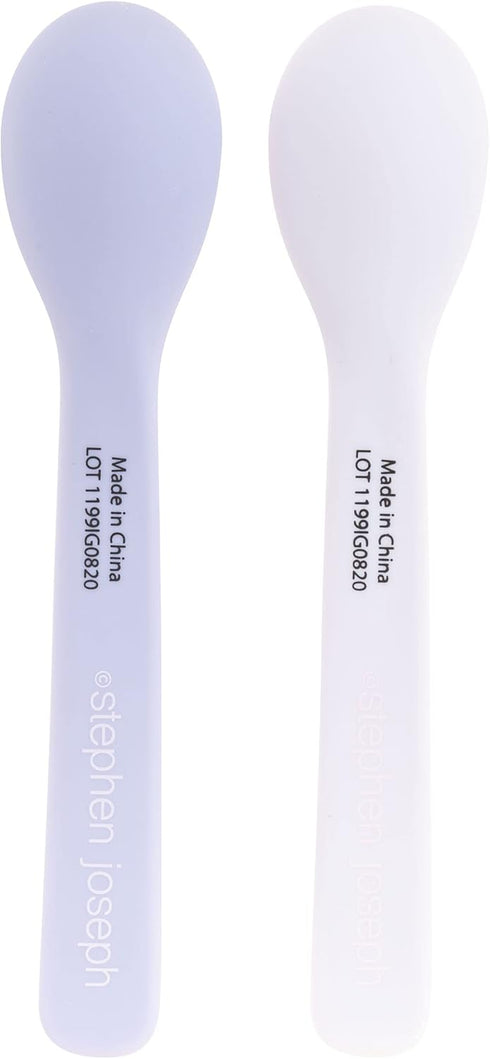 Stephen Joseph Baby Silicone Spoon Set, First Stage Feeding Spoons for Infants, Spoon Set Encourages Self-Feeding, Toddler Feeding Spoons, Elephant