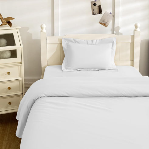 NookZuzu 3 Piece Toddler Sheet Set,White Basics Bed Sheet Set for Toddler,Microfiber 3-Piece