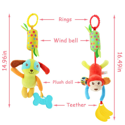 4 PCS Baby Soft Hanging Rattle Crinkle Squeaky Toy, Baby Toys for 0-1 Year, Plush Stroller Infant Car Bed Crib Activity