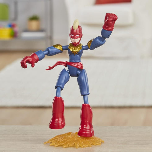 6-Inch Avengers Marvel Bend and Flex Action Figure Toy, Flexible Captain Marvel Figure with Blast Accessory for Kids