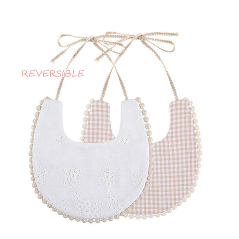 GZMM Baby Bib for Girls, Reversible Waterproof Handmade Cotton Drool Bib 0-12 Months, 2 Pack (Floral Mult-9)