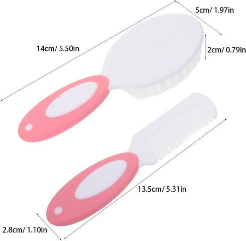Set 2pcs TIDTALEO Hair Brush and Comb for Newborns and Infants, Soft Nylon Bristles, Gentle Bath Massage Brush, Hair