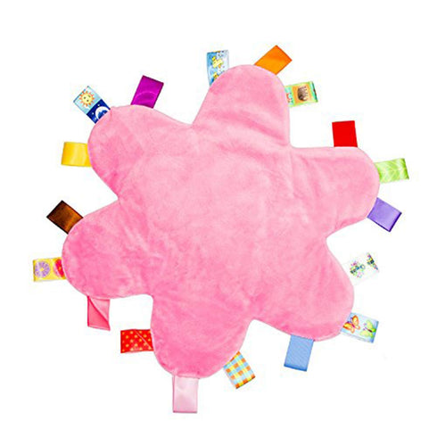 G-Tree Infant Taggy Blanket, Breathable Bedtime Newborn Baby Soft Plush Security, Flower Taggie Blanket Pink