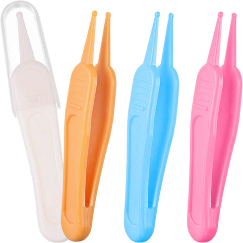 4 Pieces Safe Nose Cleaning Tweezers, Effective Clip Care Tool for Ear Nose Navel Clean, Nipper Plier Forceps