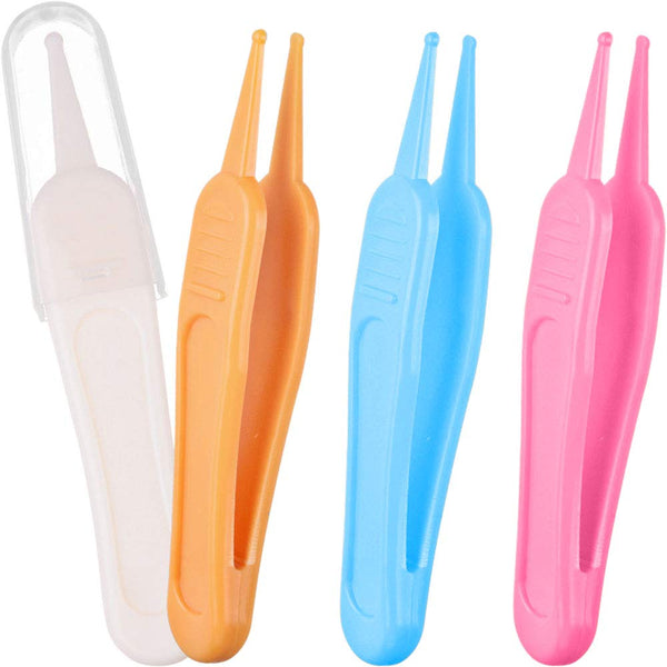 4 Pieces Safe Nose Cleaning Tweezers, Effective Clip Care Tool for Ear Nose Navel Clean, Nipper Plier Forceps