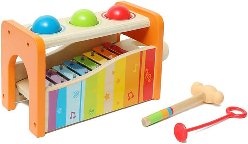 Hape Pound & Tap Bench with Slide Out Xylophone, Award Winning Wooden Musical Toy for Toddlers