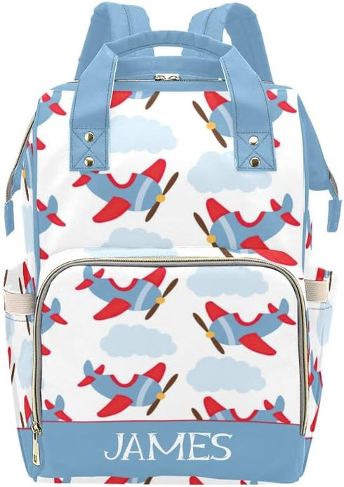 NZOOHY Airplane Sky Cloud Personalized Diaper Bag Backpack Tote with Name Diaper Backpack