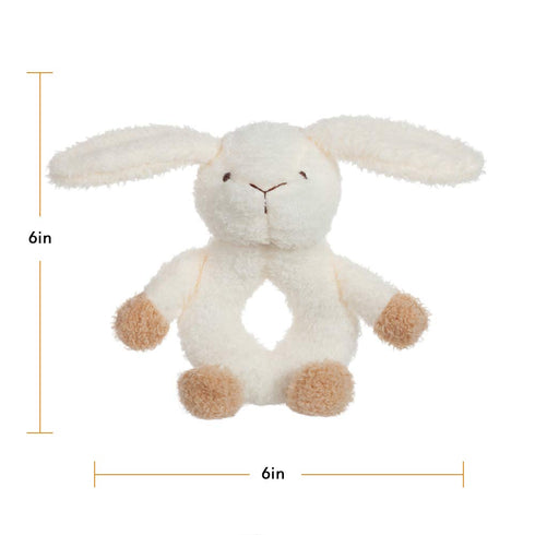 Apricot Lamb Baby Bunny Rabbit Soft Rattle Toy, Plush Stuffed Animal for Newborn Soft Hand Grip Shaker Over 0 Months (Brown bunny, 6 Inches)