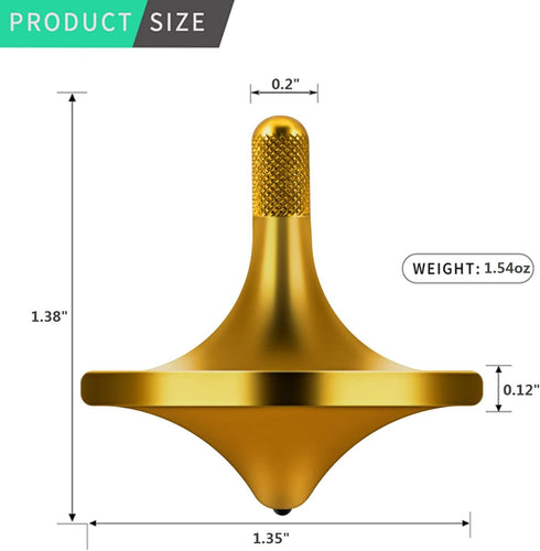 Premium Stainless Steel Spinning Top, Exquisite Metal Desk EDC Fidget Toy, Spins Over 6 Minutes, Bronze, 34mm