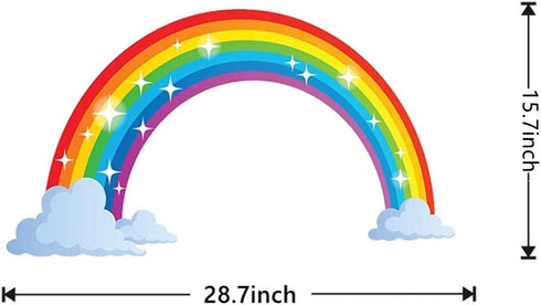 Rainbow Wall Decals with Clouds, Peel and Stick Removable Wall Stickers for Kids Nursery, 28.7 x 15.7 Inch