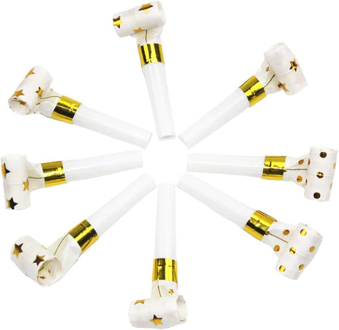 lasenersm 30 Pieces Party Blower Noisemakers, Funny Blowouts and Musical Party Horns in Golden