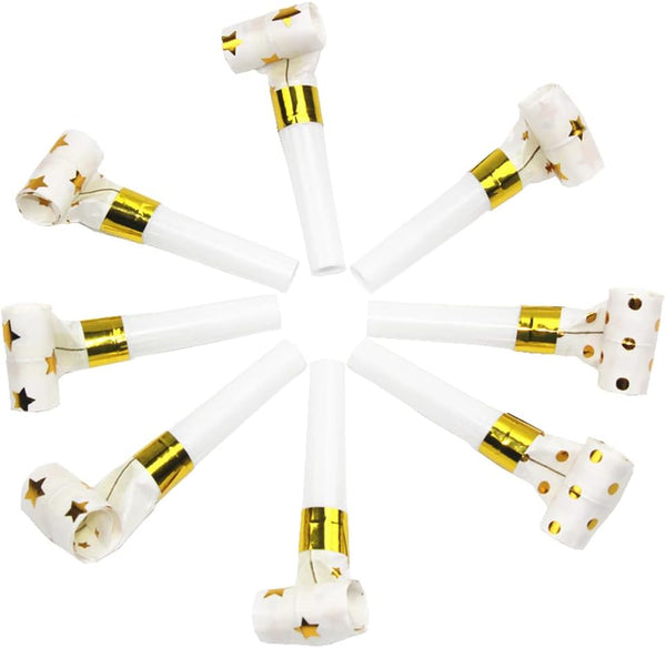lasenersm 30 Pieces Party Blower Noisemakers, Funny Blowouts and Musical Party Horns in Golden