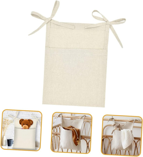 GARVALON Linen Hanging Storage Bag Bedside Organizer for Sundries Crib Multi Use Hanging Organizer Capacity Space