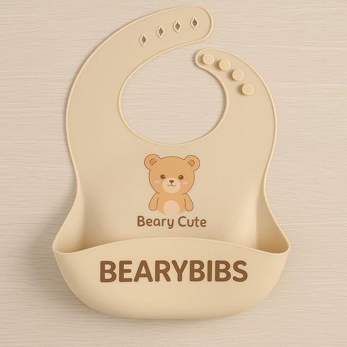BearyBibs 6M+, Premium Silicone Baby Bib, Waterproof Food Catcher, BPA-Free, Soft and Adjustable