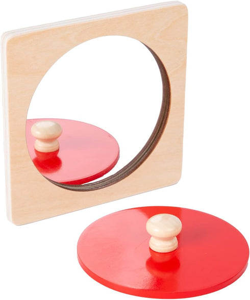 Montessori Baby Toys Play Kit, Mirror Peekaboo Knob Puzzle, Spinning Drum and Rainbow Fabric Ball Kit for 6-12 Months