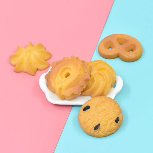 60Pcs X Hot Popcorn Fake Cookies Mini Fake Cookies Artificial Pastries Food Fake Biscuits Model for DIY Craft Home