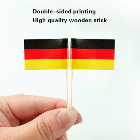 German Flag, Mini Toothpick Flags for Food, Cupcakes, Cocktails, and Party Decorations