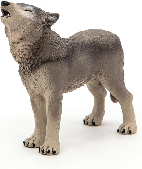 Papo Hand-Painted Figurine, Wild Animal Kingdom Howling Wolf, 50171, Collectible for Children